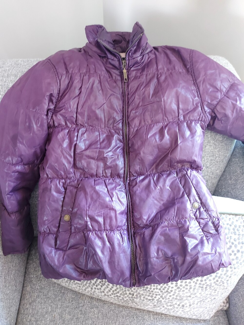 Girls' Purple Puffer Jacket - Lightweight